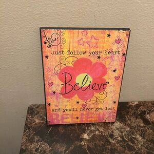 Inspirational Wall Art with Pink Flower